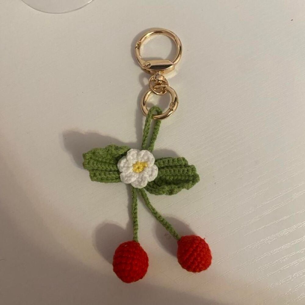 Handmade Crocheted Keychain Cherry